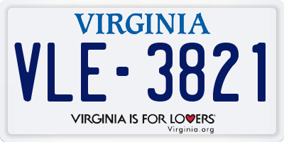 VA license plate VLE3821