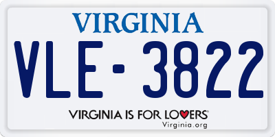 VA license plate VLE3822