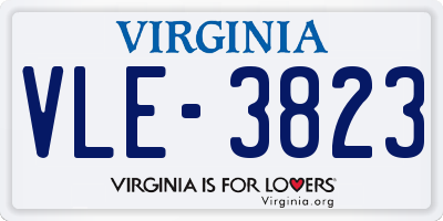 VA license plate VLE3823