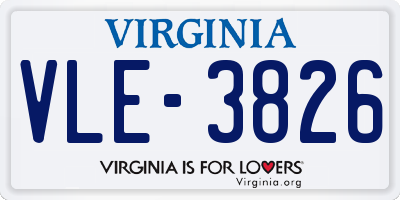 VA license plate VLE3826