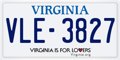 VA license plate VLE3827