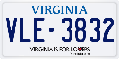 VA license plate VLE3832