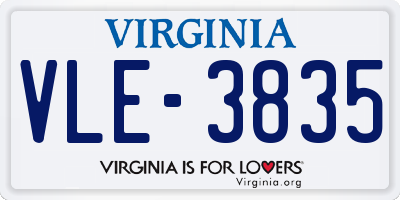VA license plate VLE3835