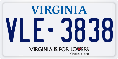 VA license plate VLE3838