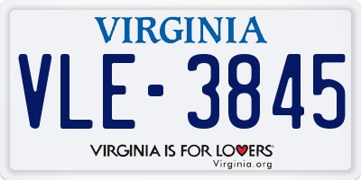 VA license plate VLE3845