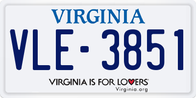 VA license plate VLE3851
