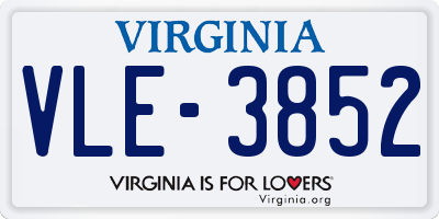 VA license plate VLE3852