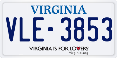VA license plate VLE3853