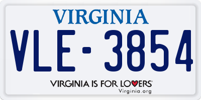 VA license plate VLE3854