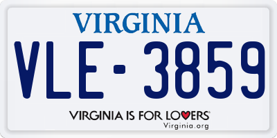 VA license plate VLE3859