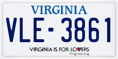VA license plate VLE3861