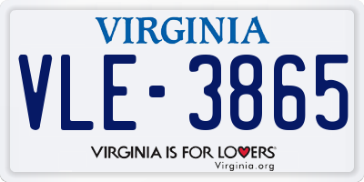 VA license plate VLE3865