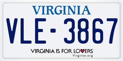 VA license plate VLE3867