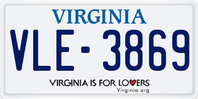 VA license plate VLE3869
