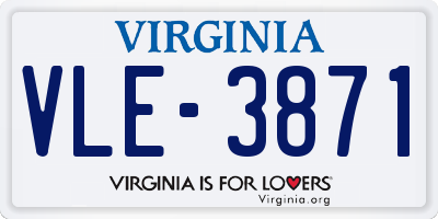 VA license plate VLE3871