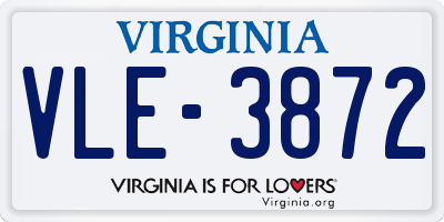 VA license plate VLE3872