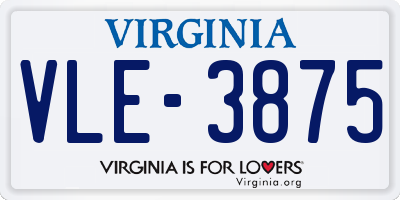 VA license plate VLE3875