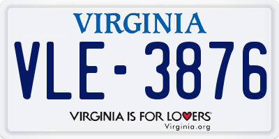 VA license plate VLE3876