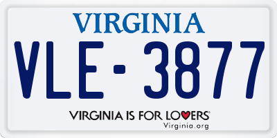 VA license plate VLE3877