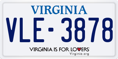VA license plate VLE3878