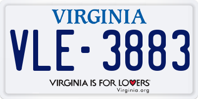 VA license plate VLE3883