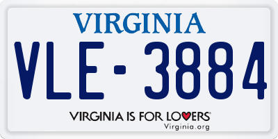 VA license plate VLE3884