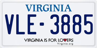 VA license plate VLE3885