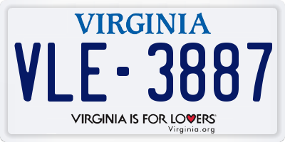 VA license plate VLE3887