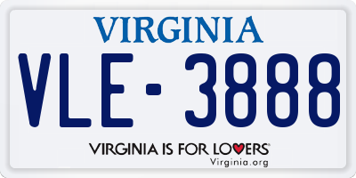 VA license plate VLE3888