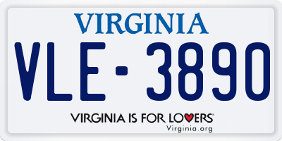 VA license plate VLE3890