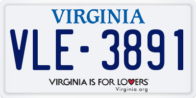 VA license plate VLE3891