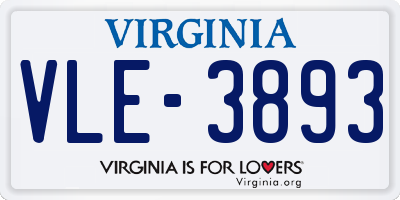 VA license plate VLE3893