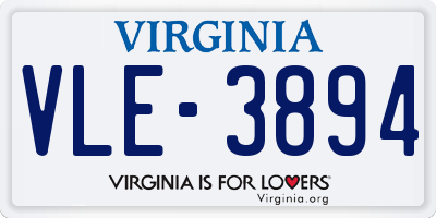 VA license plate VLE3894