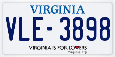 VA license plate VLE3898