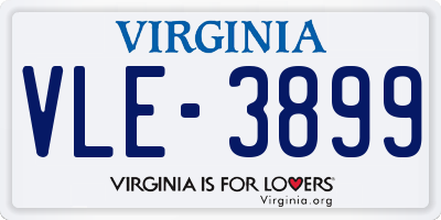 VA license plate VLE3899