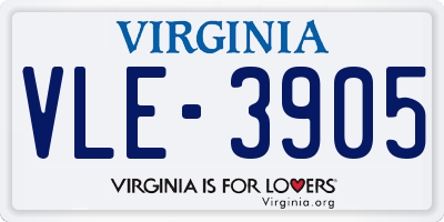 VA license plate VLE3905