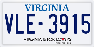 VA license plate VLE3915