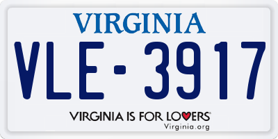 VA license plate VLE3917