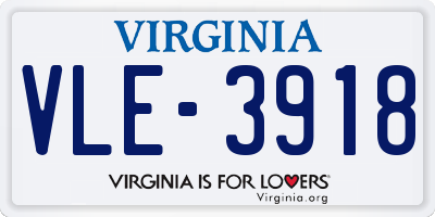 VA license plate VLE3918