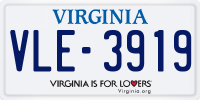 VA license plate VLE3919