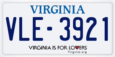 VA license plate VLE3921
