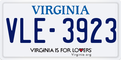 VA license plate VLE3923