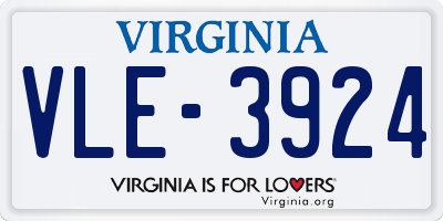 VA license plate VLE3924