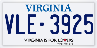 VA license plate VLE3925
