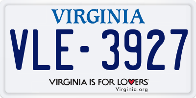 VA license plate VLE3927