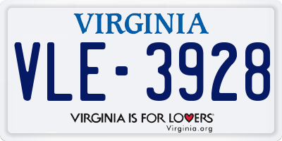 VA license plate VLE3928