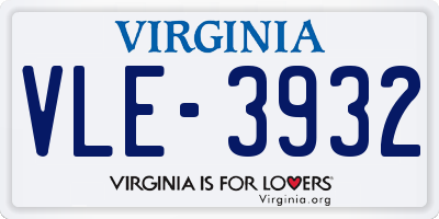 VA license plate VLE3932