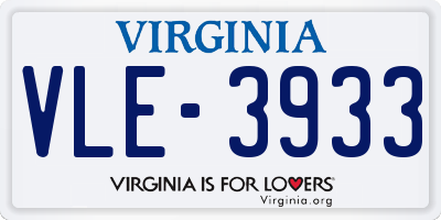 VA license plate VLE3933