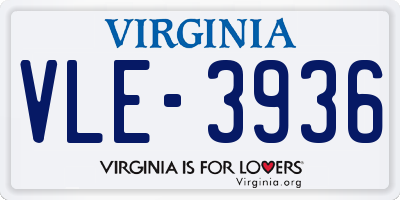 VA license plate VLE3936