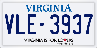 VA license plate VLE3937